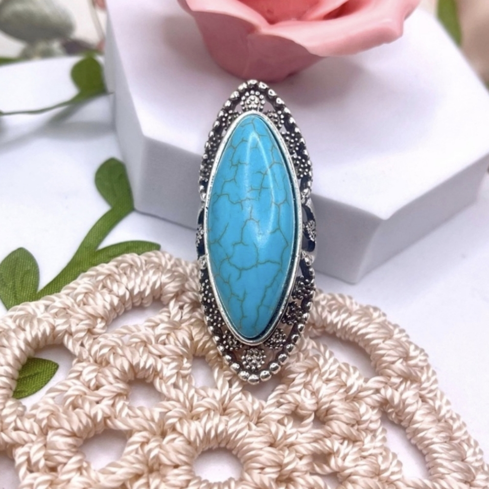 Silver & Turquoise Boho Statement Ring